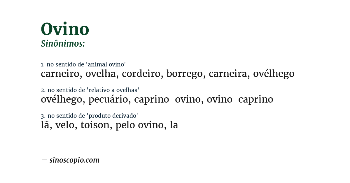 Sinônimo de ovino