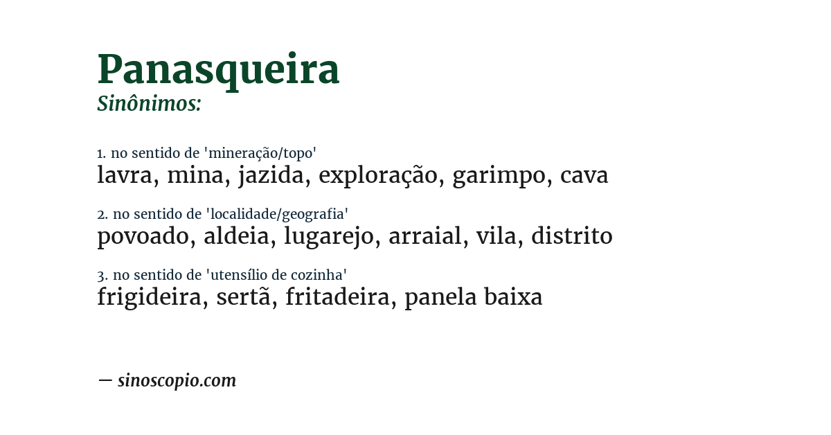 Sinônimo de panasqueira