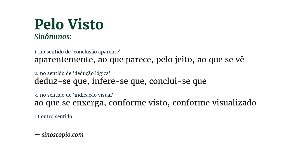 Sinônimo de pelo visto