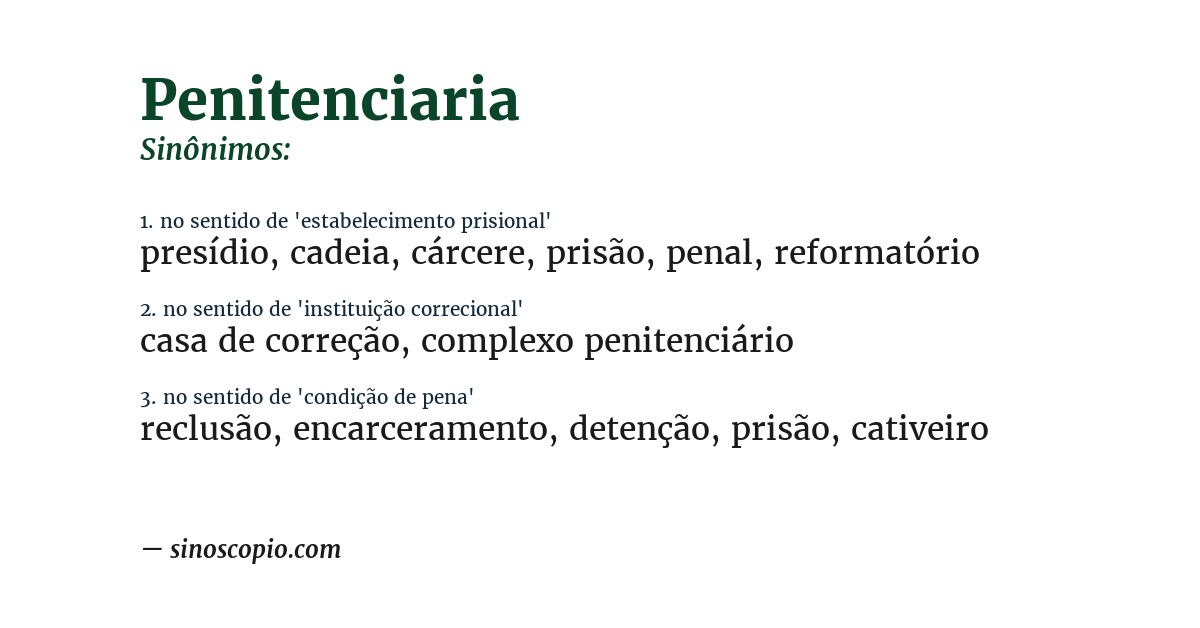Sinônimo de penitenciaria