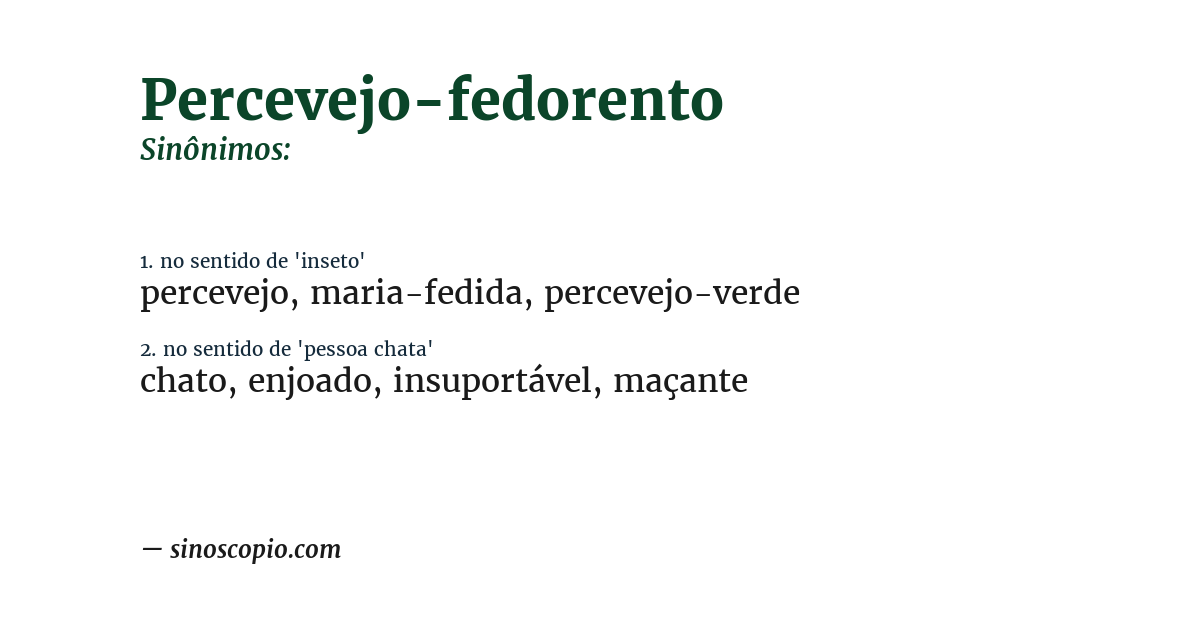 Sinônimo de percevejo-fedorento
