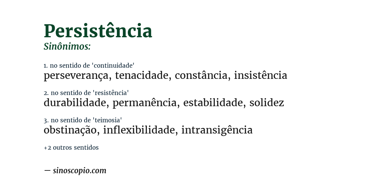 Sinônimo de persistência