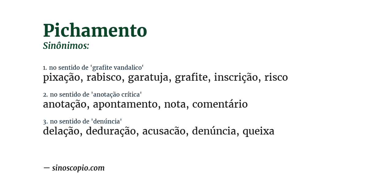 Sinônimo de pichamento