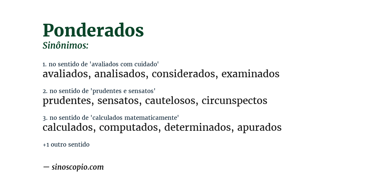 Sinônimo de ponderados