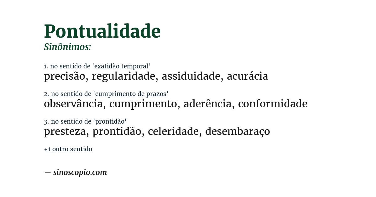 Sinônimo de pontualidade