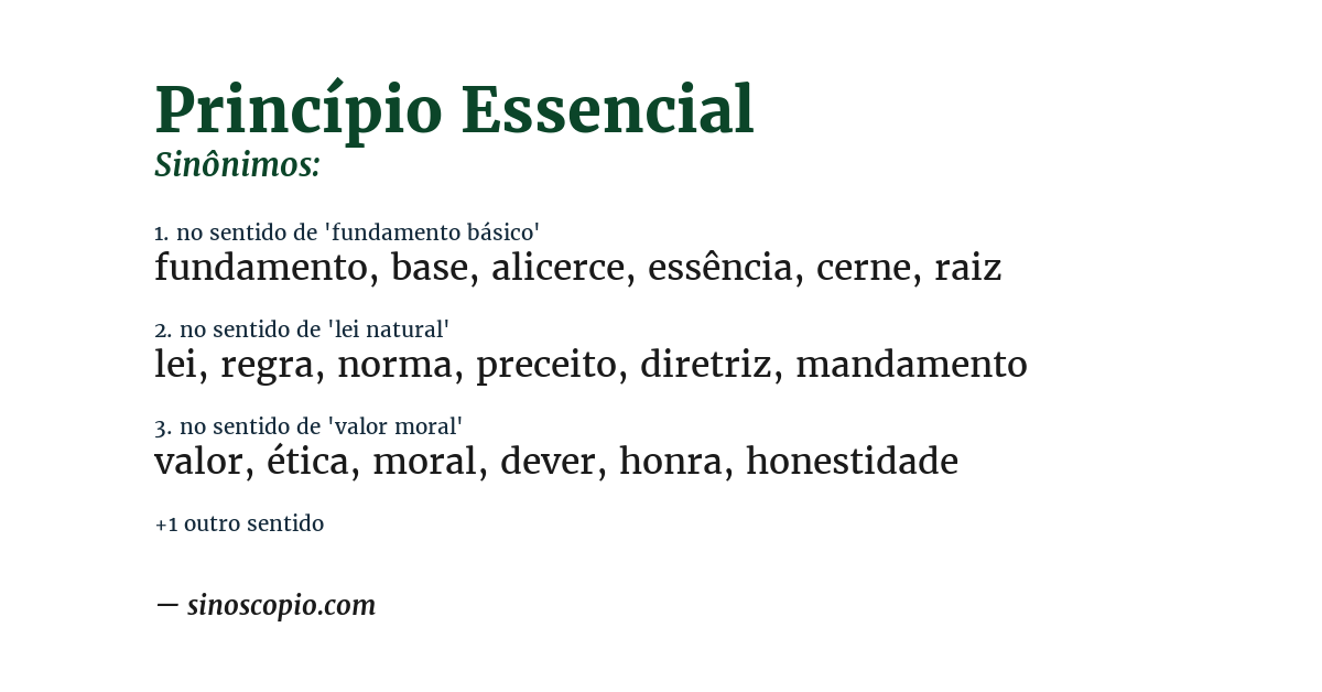Sinônimo de princípio essencial