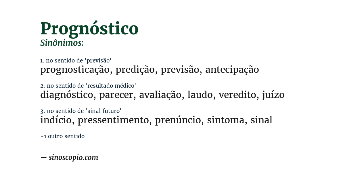Sinônimo de prognóstico