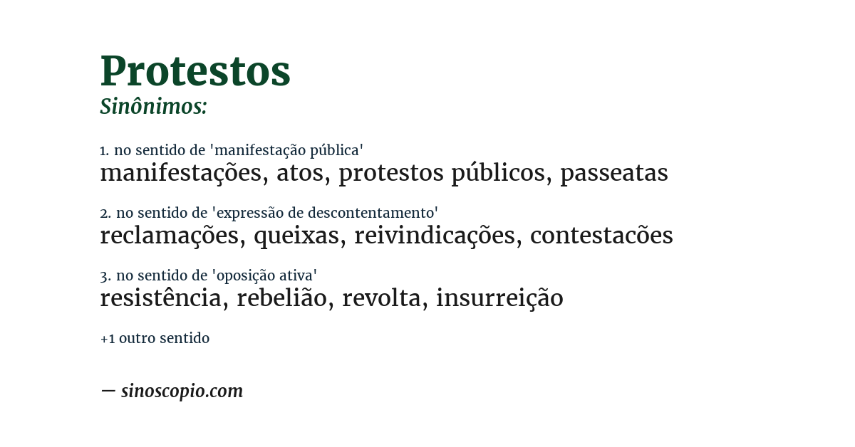 Sinônimo de protestos