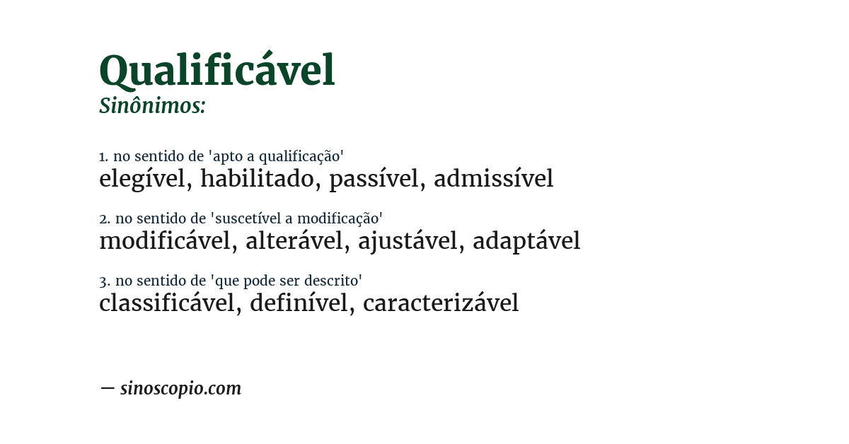 Sinônimo de qualificável