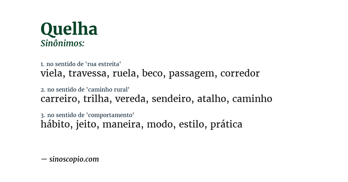 Sinônimo de quelha
