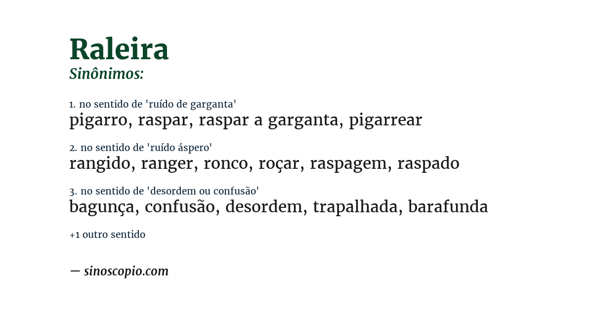 Sinônimo de raleira