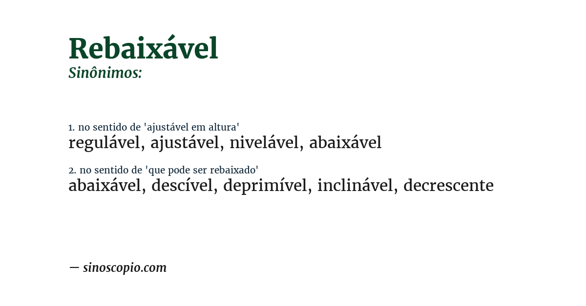 Sinônimo de rebaixável
