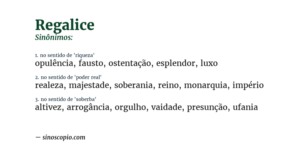 Sinônimo de regalice