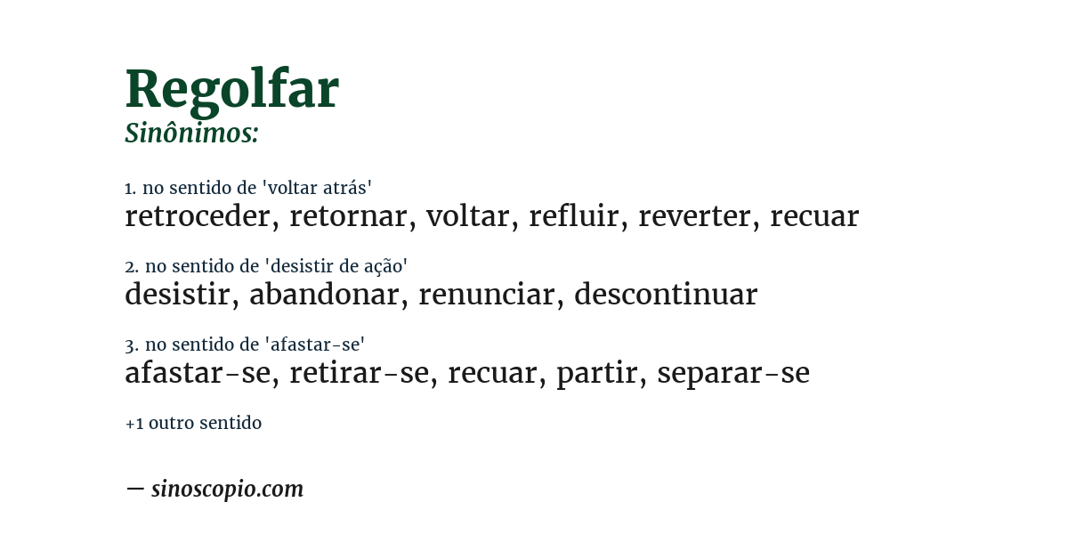 Sinônimo de regolfar