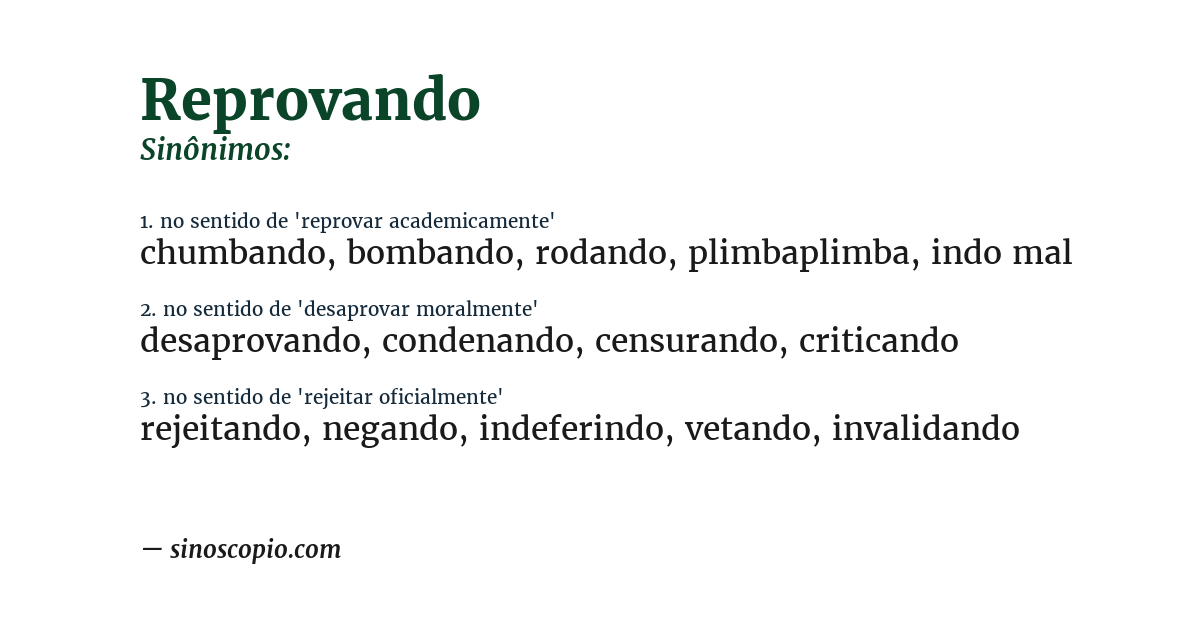 Sinônimo de reprovando