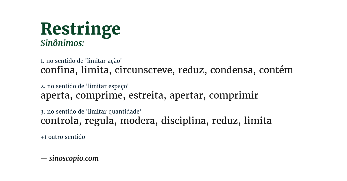 Sinônimo de restringe