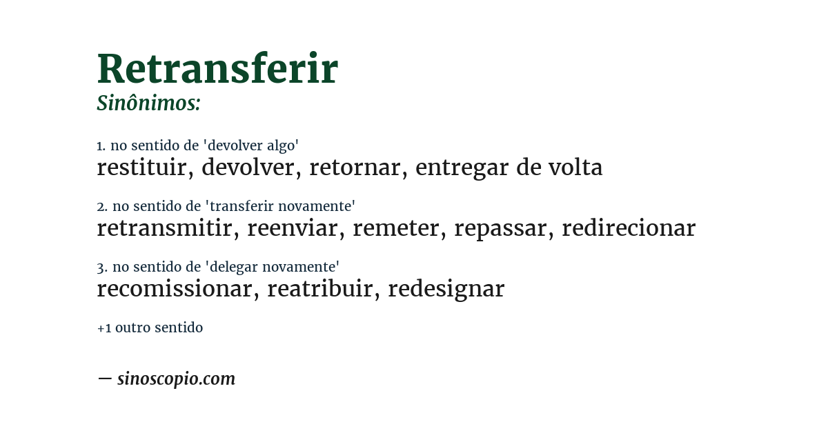 Sinônimo de retransferir