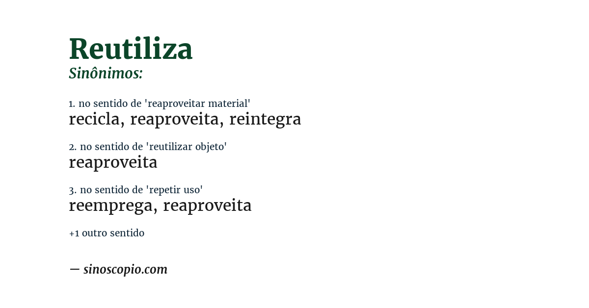 Sinônimo de reutiliza