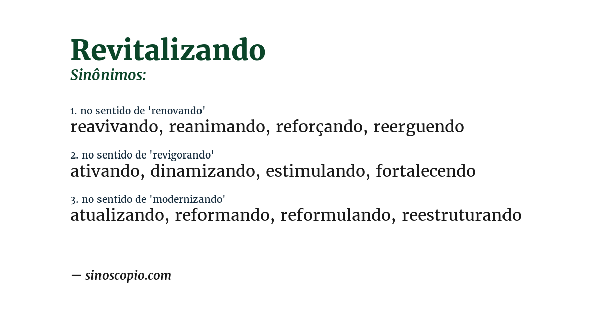 Sinônimo de revitalizando