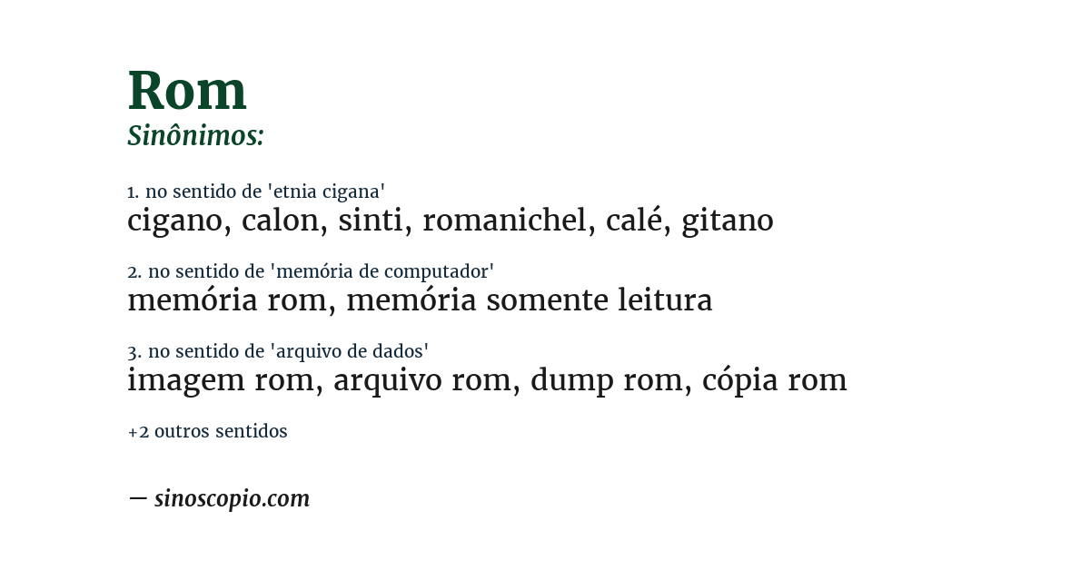 Sinônimo de rom