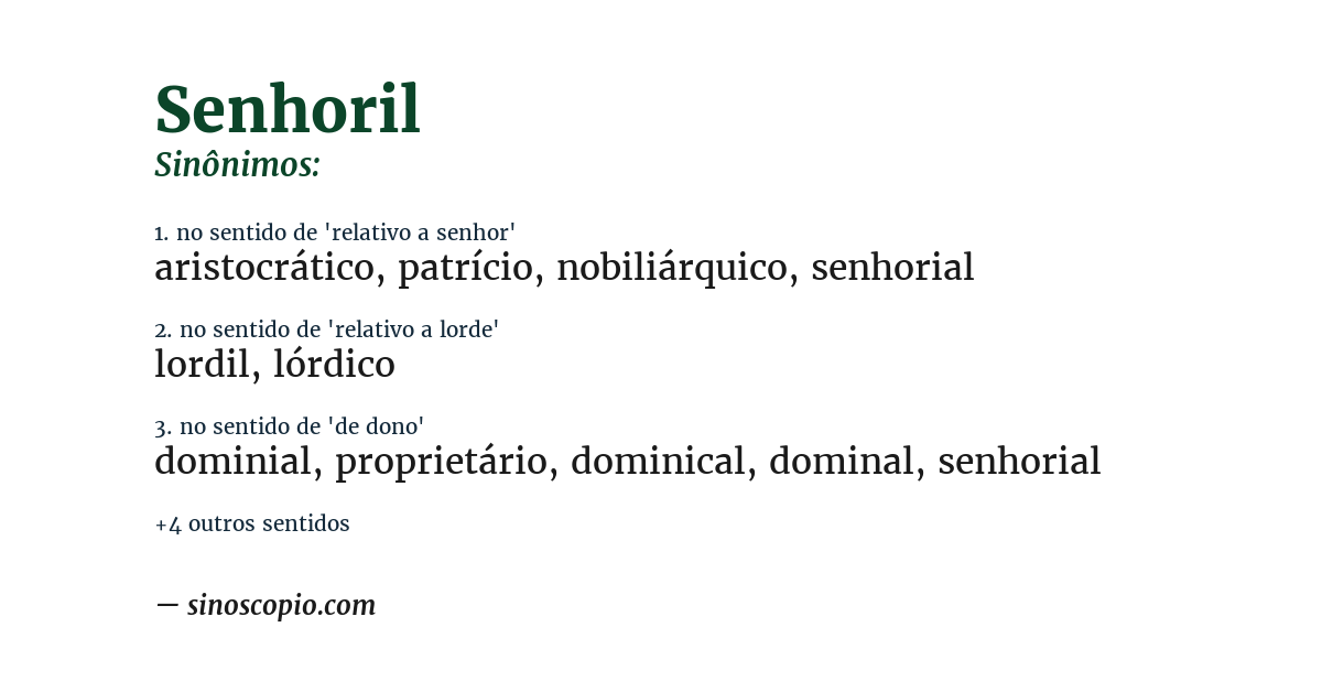Sinônimo de senhoril