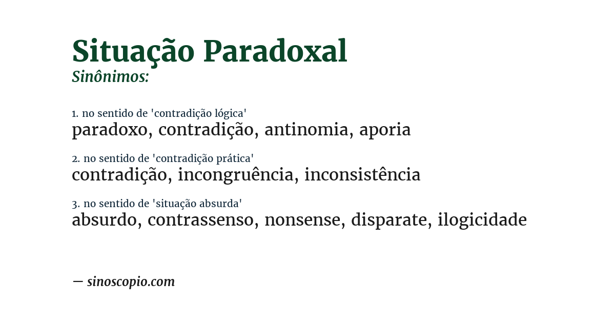 Sinônimo de situação paradoxal