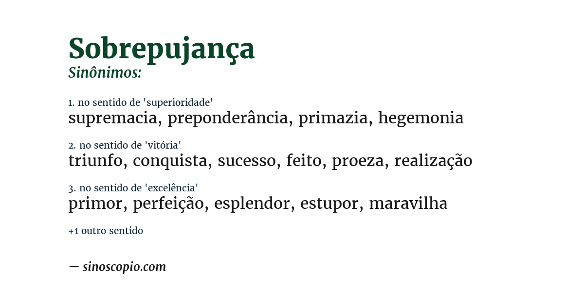 Sinônimo de sobrepujança