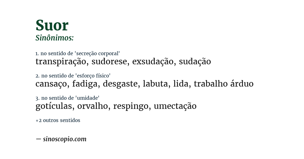 Sinônimo de suor