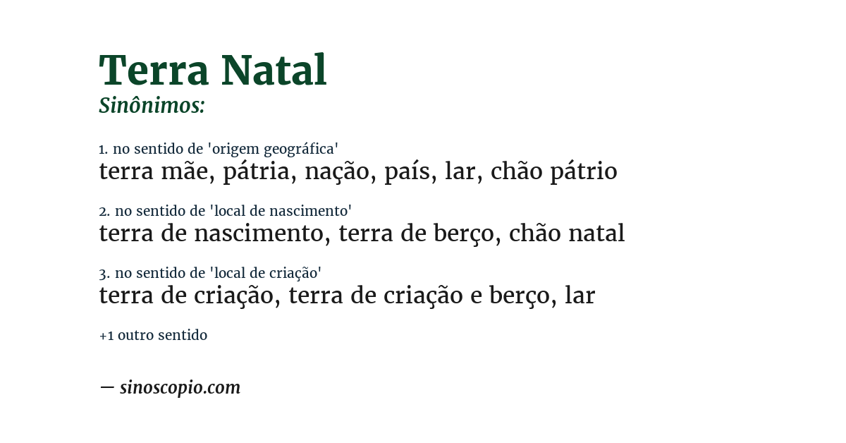 Sinônimo de terra natal