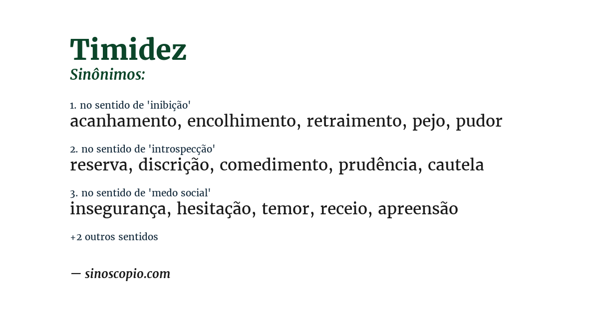 Sinônimo de timidez