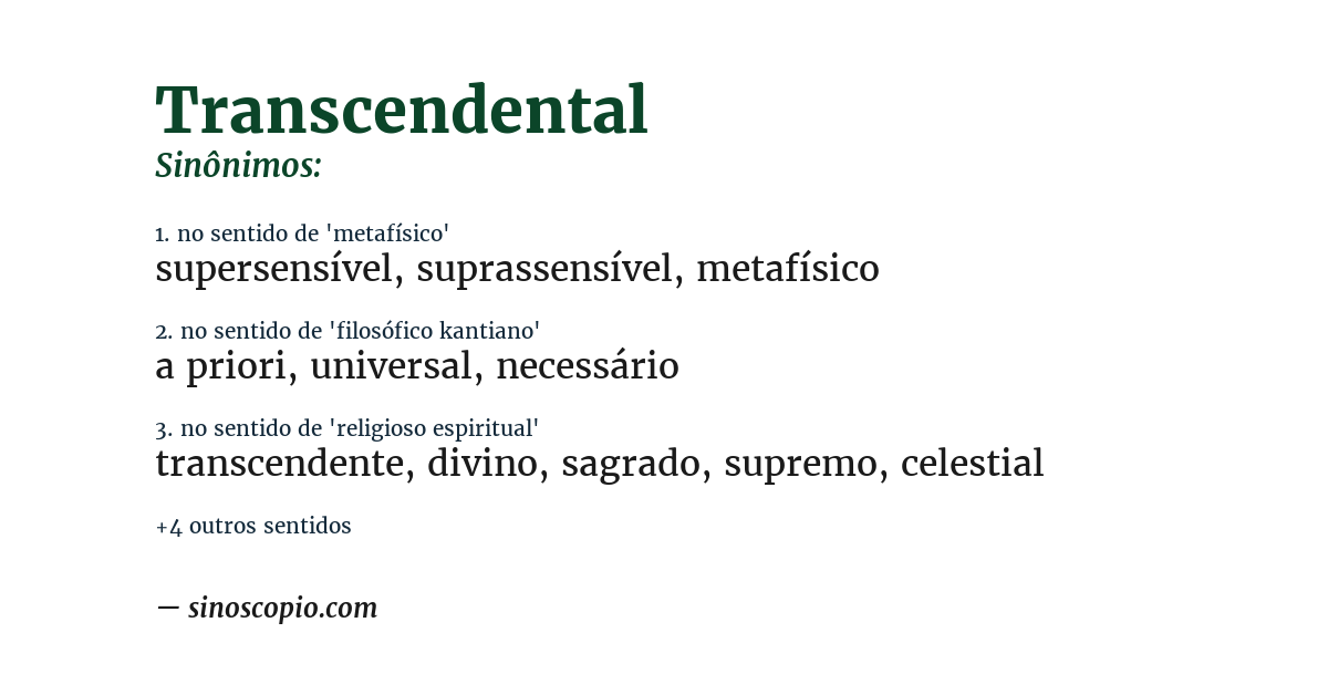 Sinônimo de transcendental