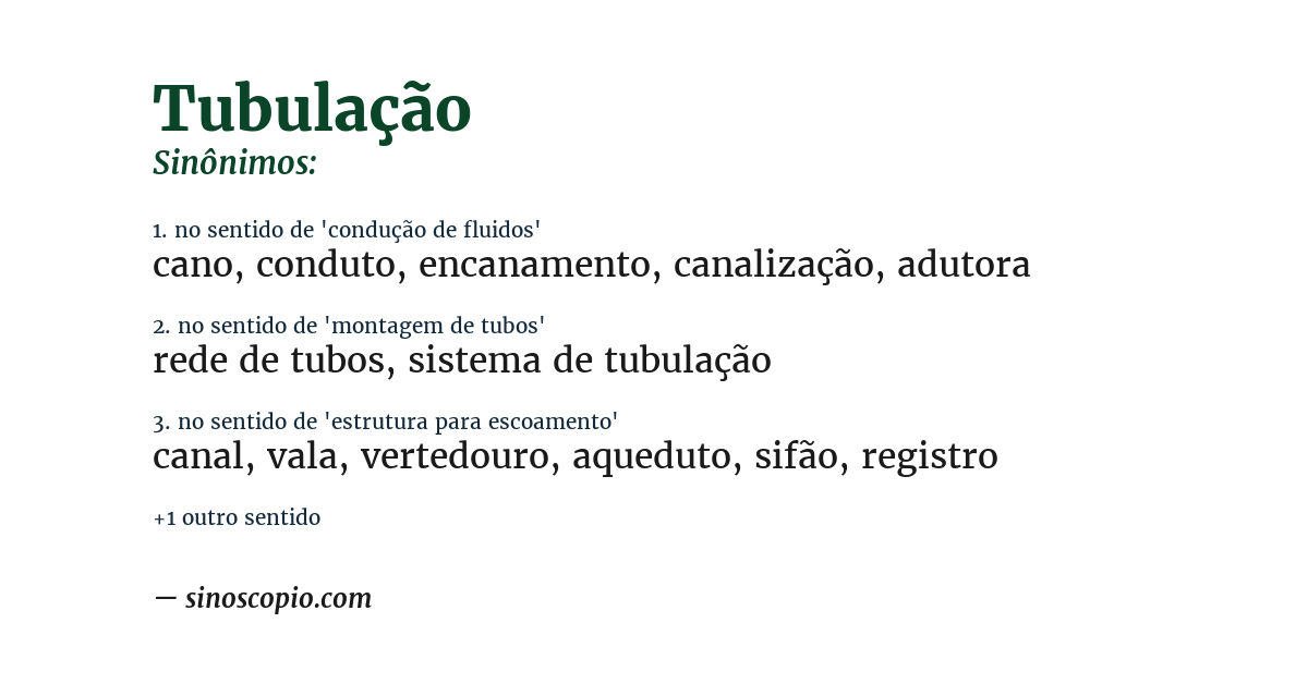 Sinônimo de tubulação