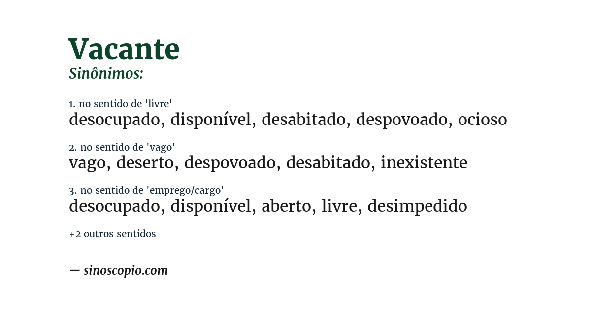 Sinônimo de vacante