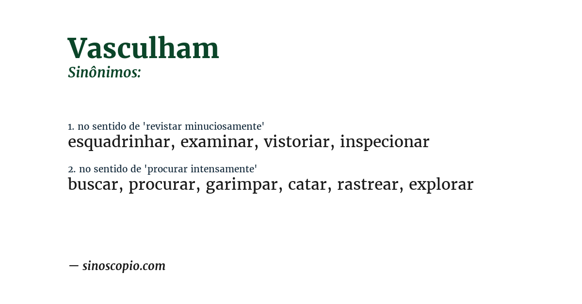 Sinônimo de vasculham