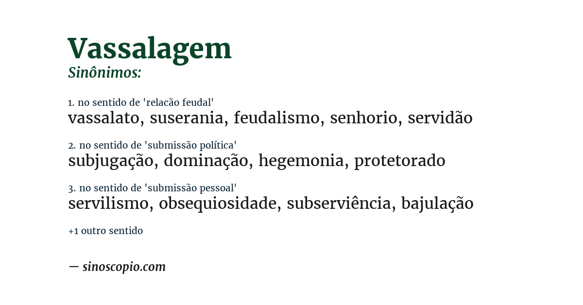 Sinônimo de vassalagem