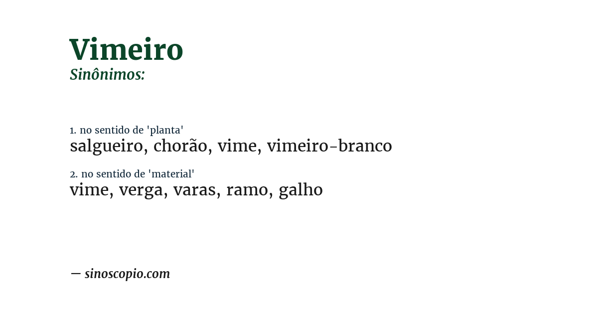 Sinônimo de vimeiro