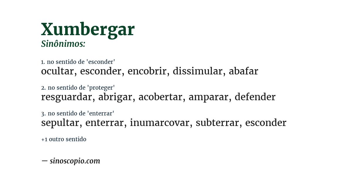 Sinônimo de xumbergar