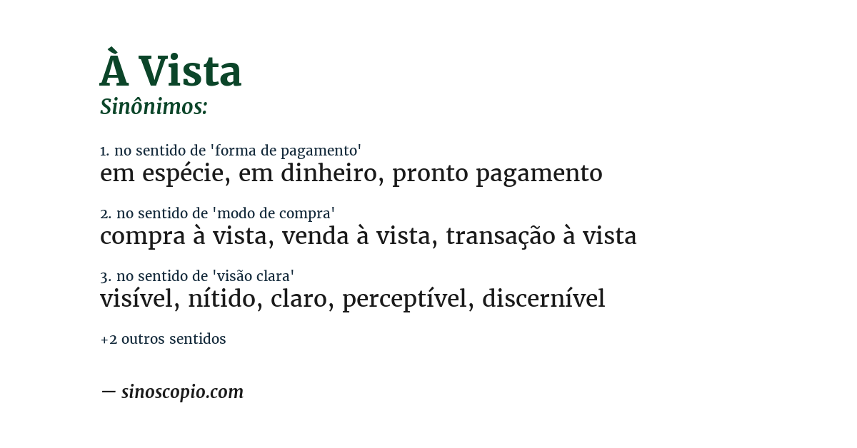 Sinônimo de à vista