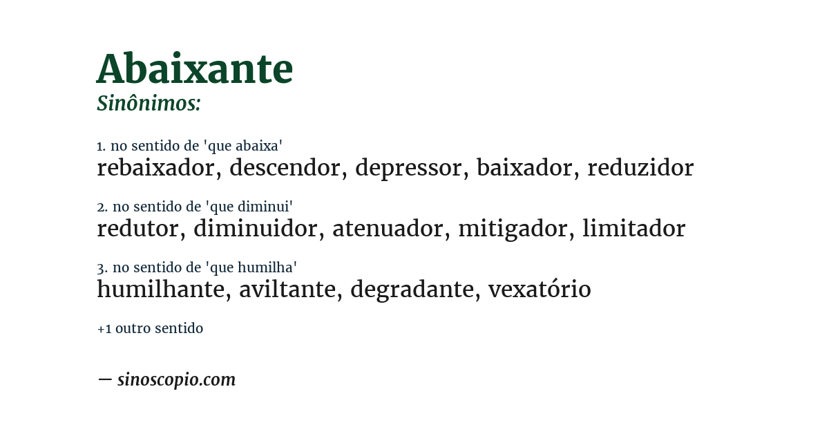 Sinônimo de abaixante