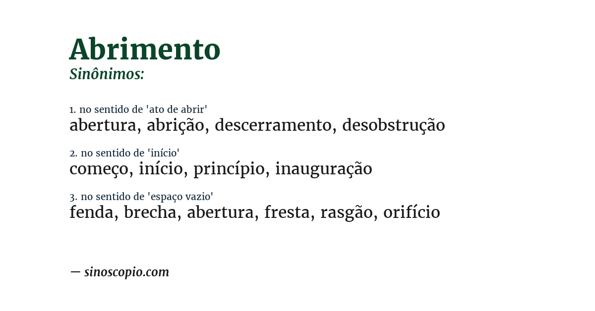 Sinônimo de abrimento