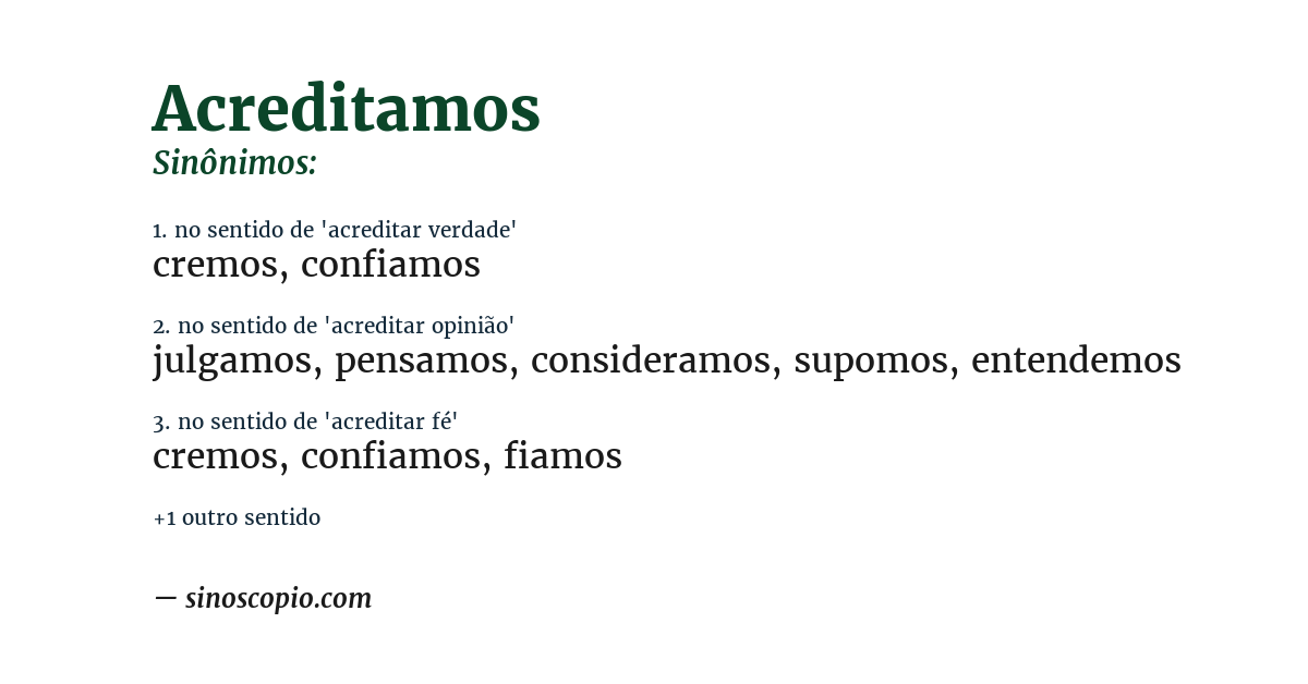 Sinônimo de acreditamos