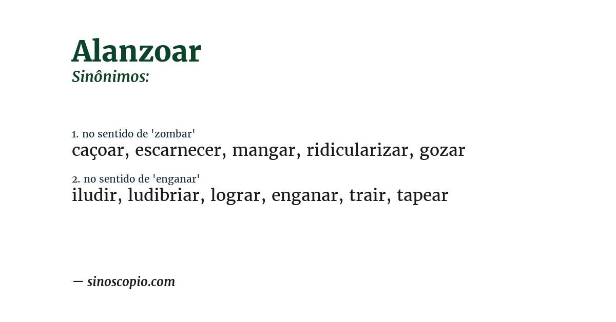 Sinônimo de alanzoar