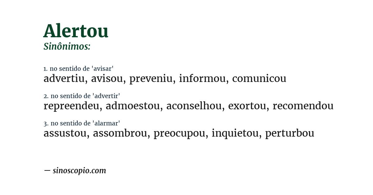 Sinônimo de alertou