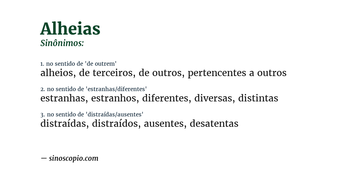 Sinônimo de alheias