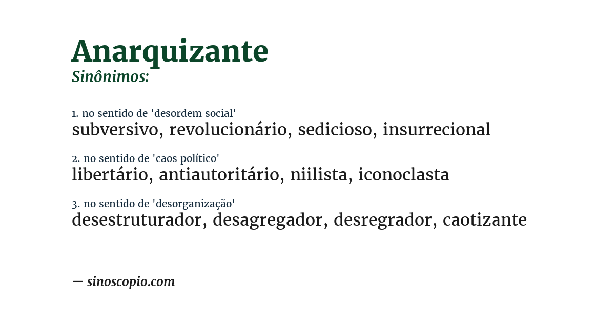 Sinônimo de anarquizante
