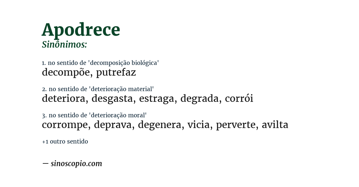 Sinônimo de apodrece