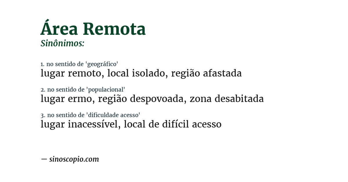 Sinônimo de área remota