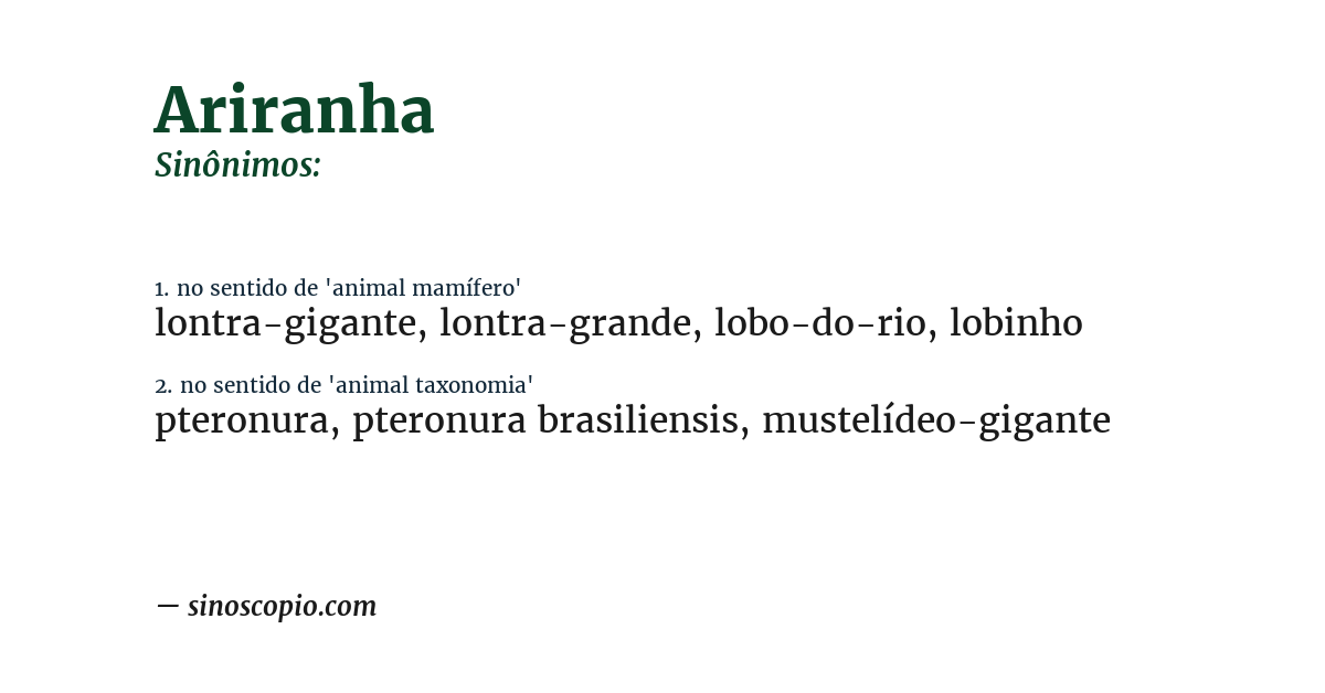 Sinônimo de ariranha