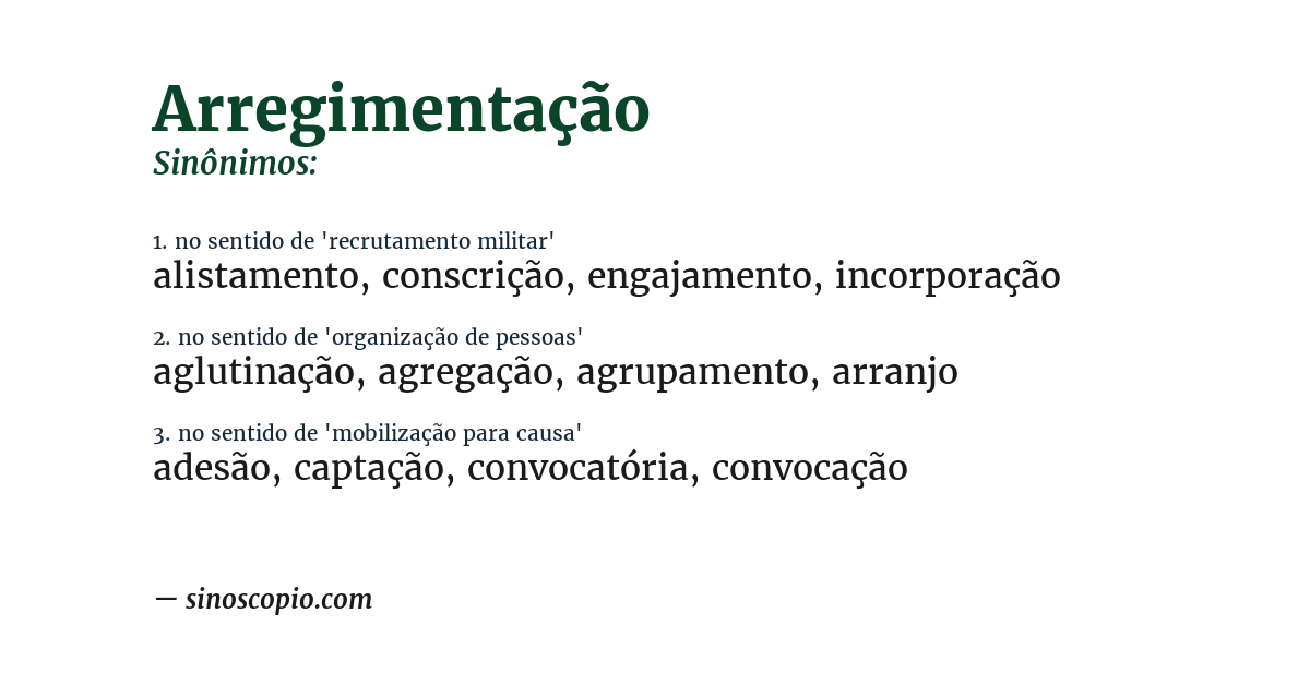 Sinônimo de arregimentação