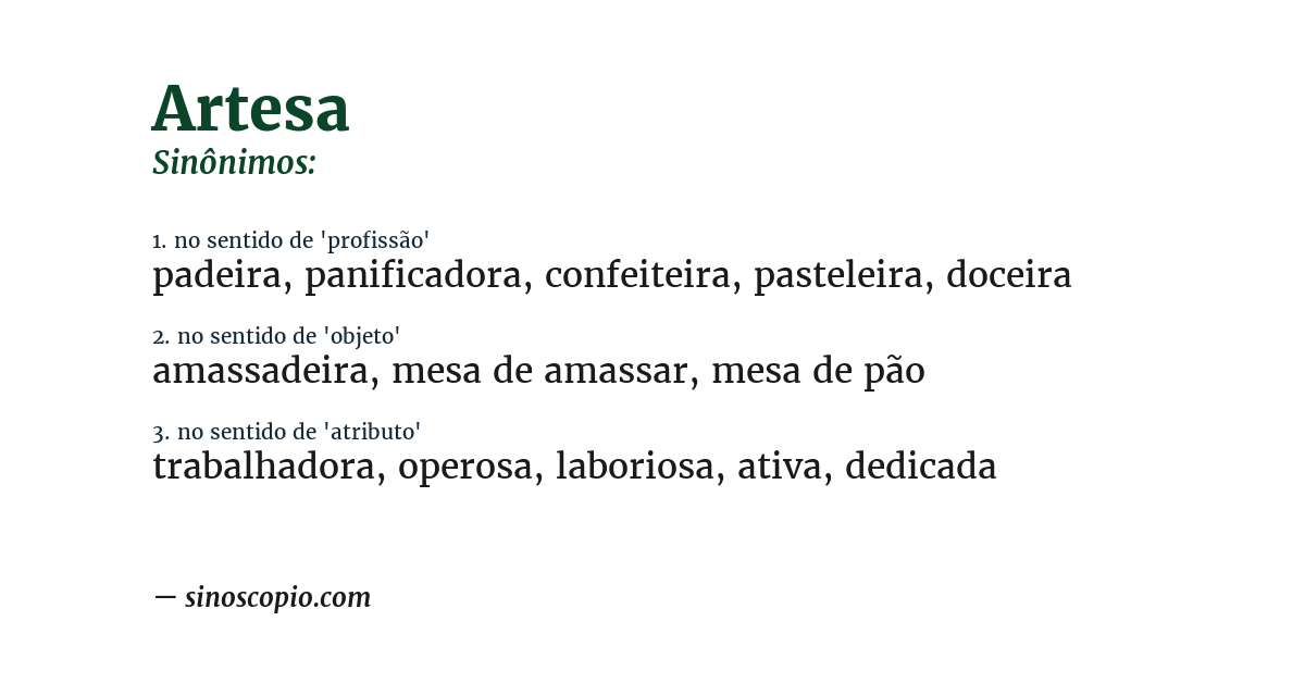 Sinônimo de artesa